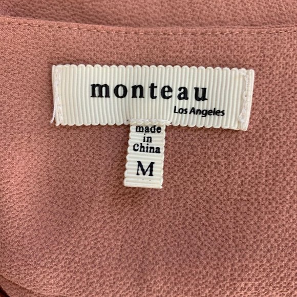 Monteau M Cold Shoulder Blouse Pink Medium Dressy - Picture 6 of 6